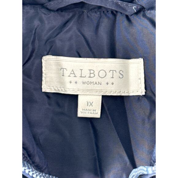 Talbots Lightweight Diamond Quilted Vest Size XL Preppy Navy Blue Full Zip - Picture 2 of 6